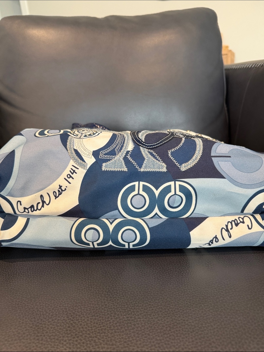 Coach Poppy Tote Navy and Light Blue Signature Tote excellent condition - Picture 10 of 14